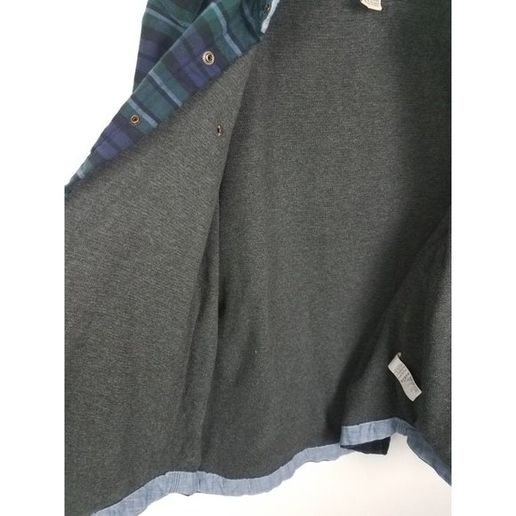 L.L.Bean Men's Sz. M Navy & Green Flannel Snap Front Shirt Jacket - Picture 4 of 7